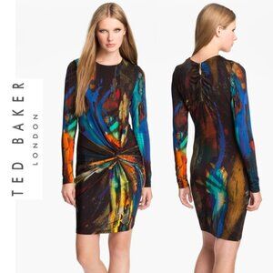 🎨 Ted Baker, Pennii Paint Palette Print Jersey Sheath Dress | Size 2